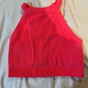 Aerie Vibrant Pink Ribbed Crop Top
